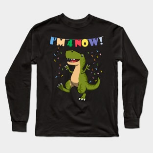 Dino Geburtstag Junge ich bin 4 Geschenk Long Sleeve T-Shirt